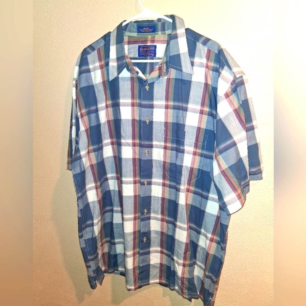 Pendleton Button Up Shirt Mens Short Sleeve Plaid XL